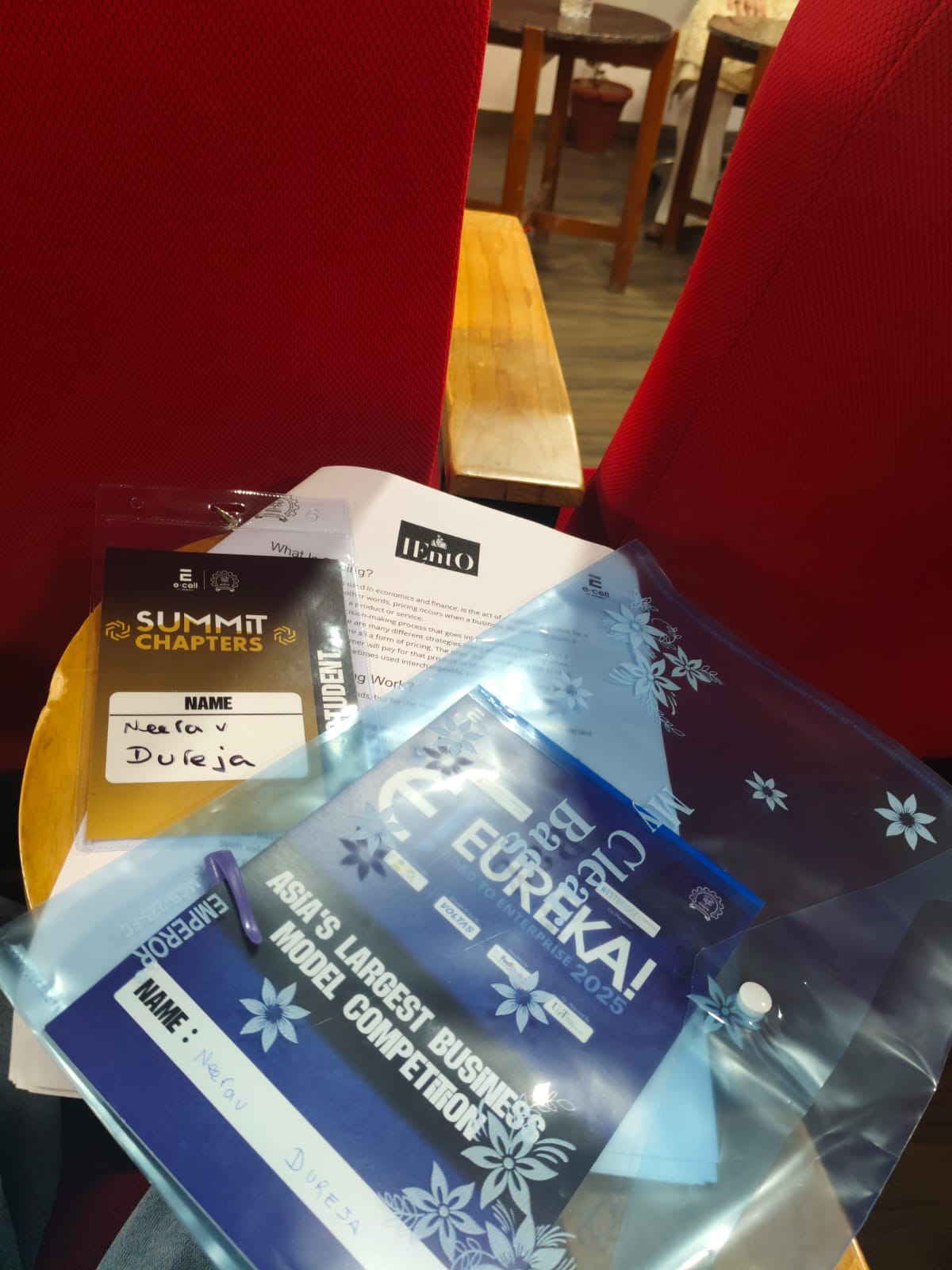 E-Cell IIT Bombay delegate badge and kit